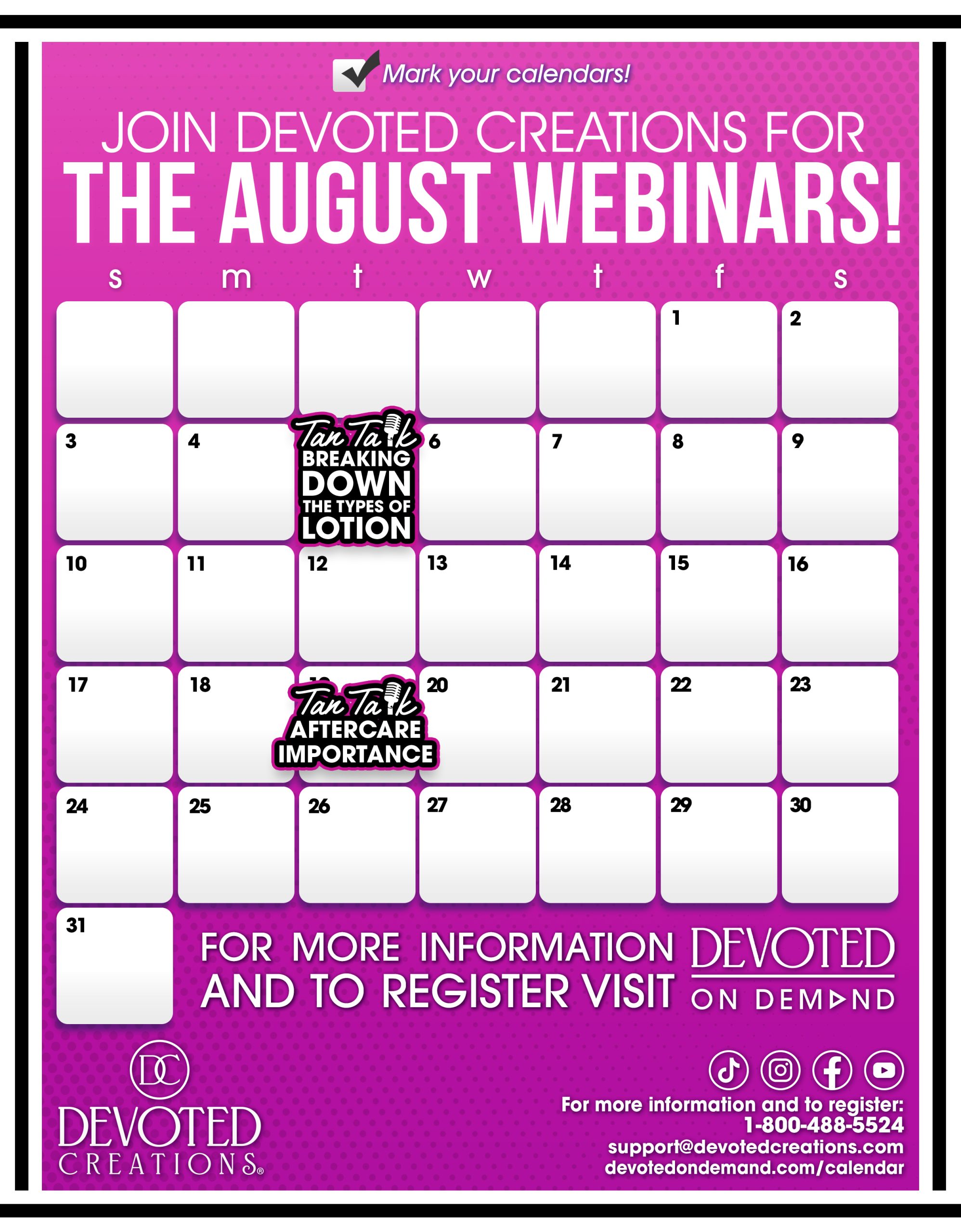 Devoted Creations August 2025 Calendar